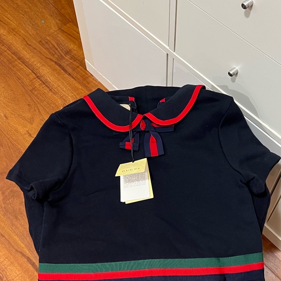 New Gucci 100% cotton dress dark blue web. - Picture 10 of 11